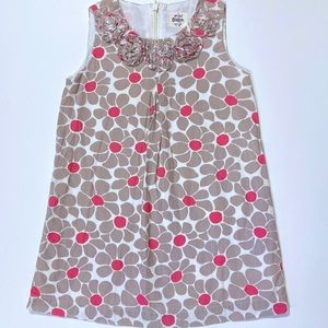 Mini Boden Pink & Gray Lined Daisy Dress - 2/3